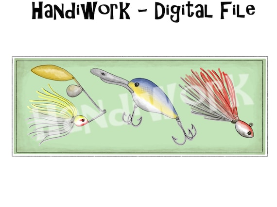 Watercolor Fishing Lures Trio Png Design, Boy Fishing Lures