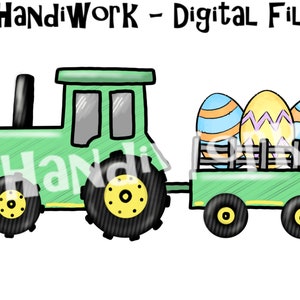 Green Tractor with Easter Eggs PNG File, Easter Tractor, Watercolor Tractor with eggs, Boy Easter Sublimation Design, Tractor png