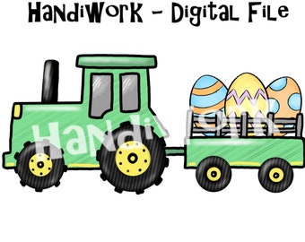 Green Tractor with Easter Eggs PNG File, Easter Tractor, Watercolor Tractor with eggs, Boy Easter Sublimation Design, Tractor png