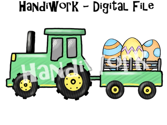 Green Tractor with Easter Eggs PNG File, Easter Tractor, Watercolor Tractor with eggs, Boy Easter Sublimation Design, Tractor png