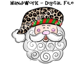 Cheetah Santa PNG File, Watercolor Cheetah Santa clause, Santa Sublimation Design, Christmas Cheetah Santa png design, Cheetah Santa hat png