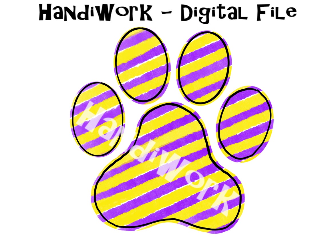 Purple and Yellow Paw Print PNG File Watercolor Purple and - Etsy