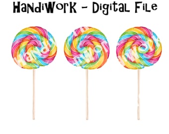 Lollipop trio png design, rainbow lollipop sublimation design, painted lollipop png, candy sucker trio png, candy birthday shirt design png