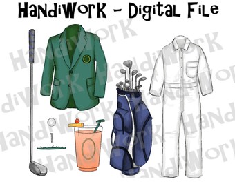Golf green jacket clip art, Augusta Georgia golf clip art, green jacket sublimation, watercolor golf art, golf club png