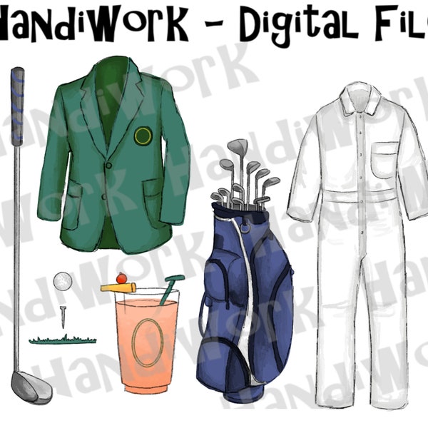 Golf green jacket clip art, Augusta Georgia golf clip art, green jacket sublimation, watercolor golf art, golf club png