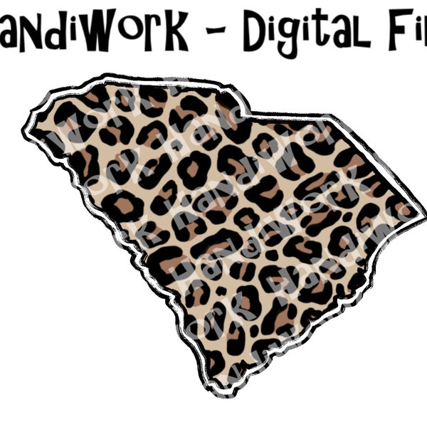 Cheetah print South Carolina state png design, leopard print South Carolina outline sublimation png, SC animal print silhouette