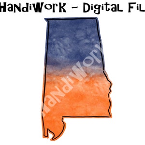 Orange and Navy Alabama PNG File, Watercolor orange and navy Alabama design, Navy and orange college Alabama state sublimation
