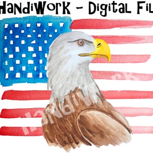 Bald Eagle with American flag PNG File, Watercolor Bald Eagle design, Independence Day Design, Fourth of July png, Sublimation Bald Eagle