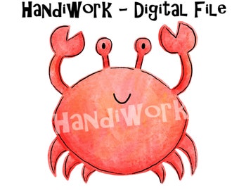 Red Crab PNG Design, Watercolor crab design, Red Crab sublimation design, Red Crab clip art, red beach crab png design, Beach crab clip art
