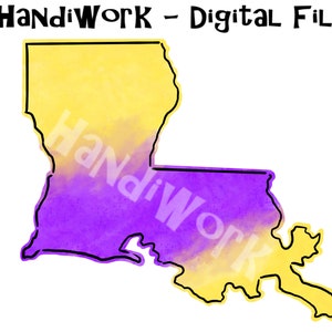 Purple and Yellow Louisiana PNG File, Watercolor Purple and Yellow Louisiana design, Purple and Yellow Louisiana Sublimation, Louisiana png