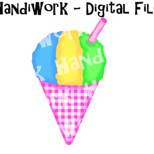 Bright snow cone png digital file, snow ball sublimation design, colorful snow cone kids shirt png, snowball painted clip art design
