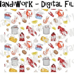 Crawfish boil digital paper png, crawfish boil seamless design png, crawfish boil seamless fabric digital design