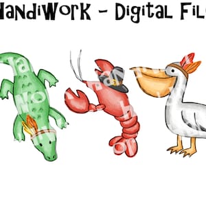 Alligator pelican and crawfish Thanksgiving png design, kids thanksgiving southern animal trio sublimation, New Orleans animal trio design