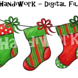 Christmas stockings PNG File, plaid Christmas stockings, plaid Christmas stocking trio, plaid Christmas Stocking Sublimation Design
