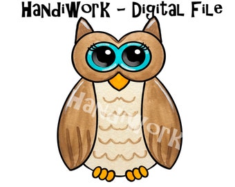 Owl PNG Design, Girl Owl design, Owl sublimation design, Girl Owl clip art, Back to school owl design, Watercolor owl png, painted owl