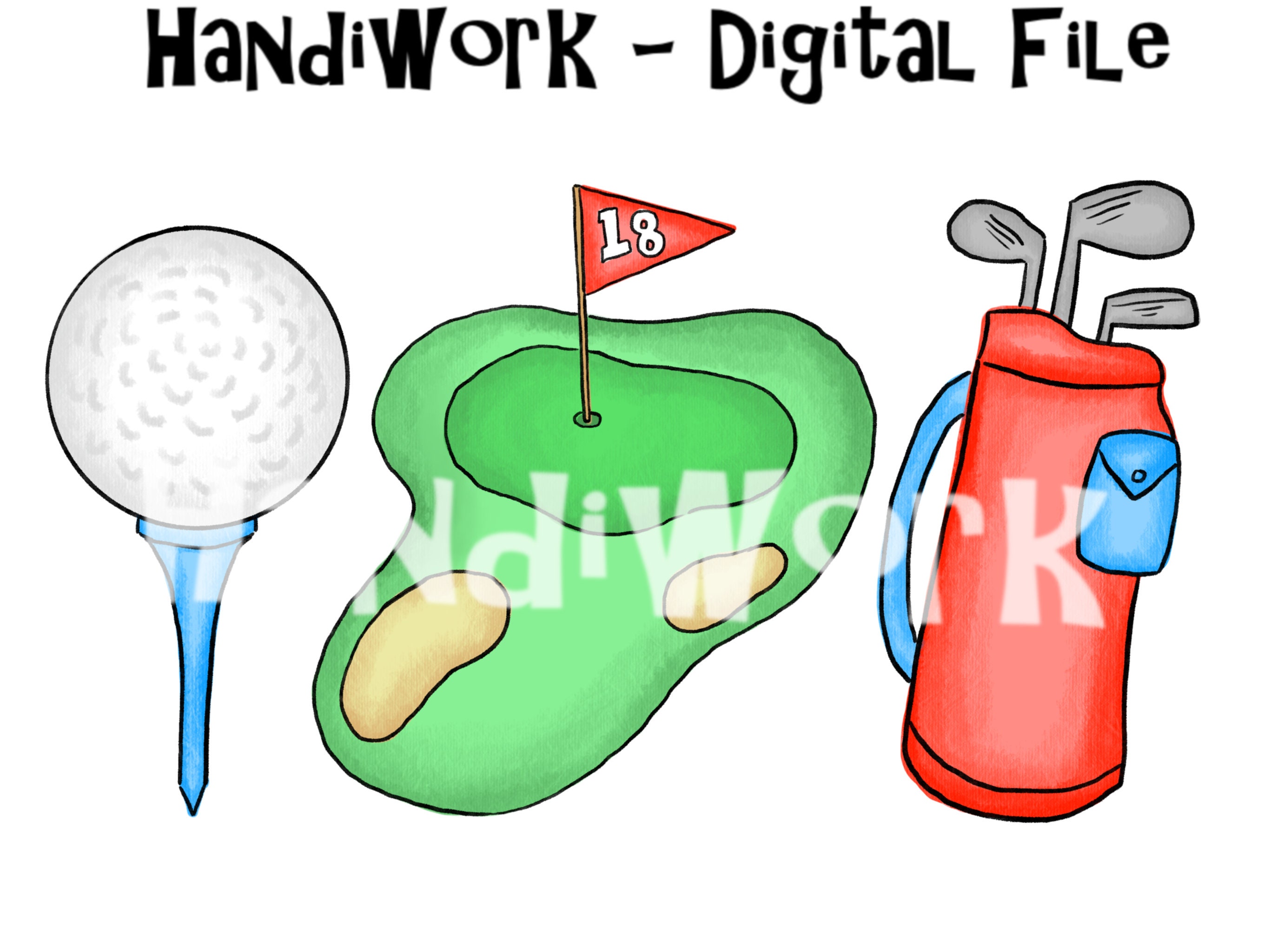 Watercolor Golf Trio Png Design Golf 