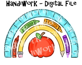 School supplies rainbow png, school stuff rainbow digital design png, school rainbow sublimation, colorful teaching rainbow png file