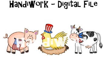 farm animal trio Farm animal July 4th design png farm animal Fourth of July sublimation design Independence Day farm animal design trio