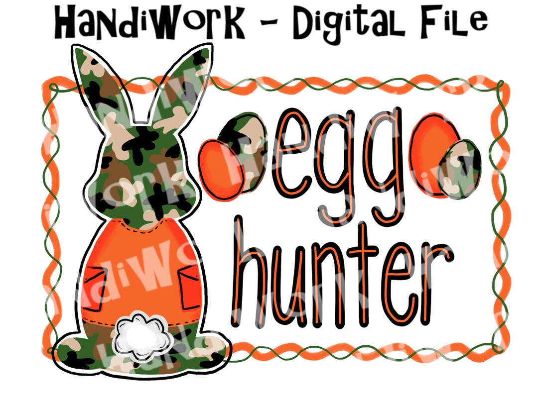 Egg Hunter Bunny Png File, Camouflage Bunny Rabbit Egg Digital File ...