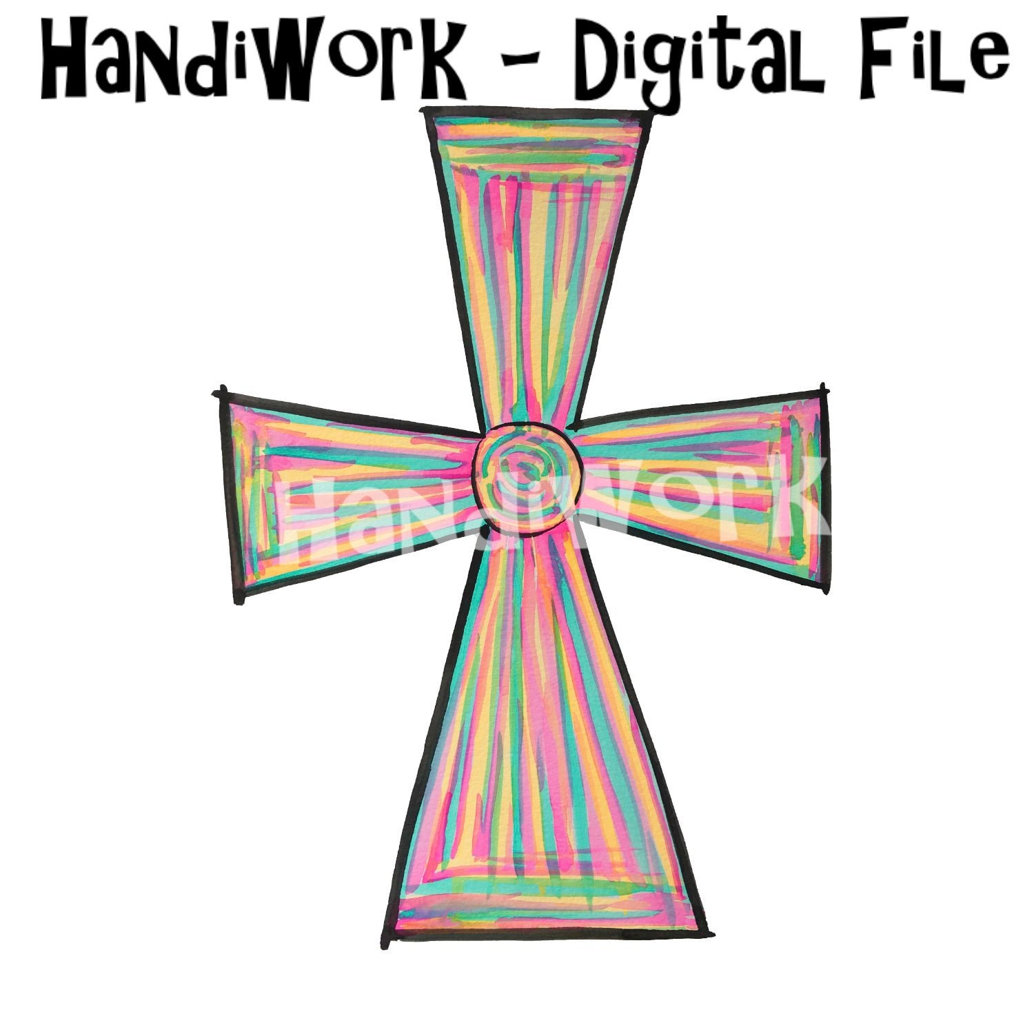 Colorful Watercolor Cross PNG File, Cross Design, Watercolor Cross ...