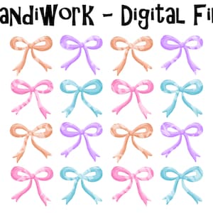 パステル ガーリー リボン昇華デザイン ファイル、カード作成用のリボン png デザイン、水彩リボン フル シャツ デザイン png