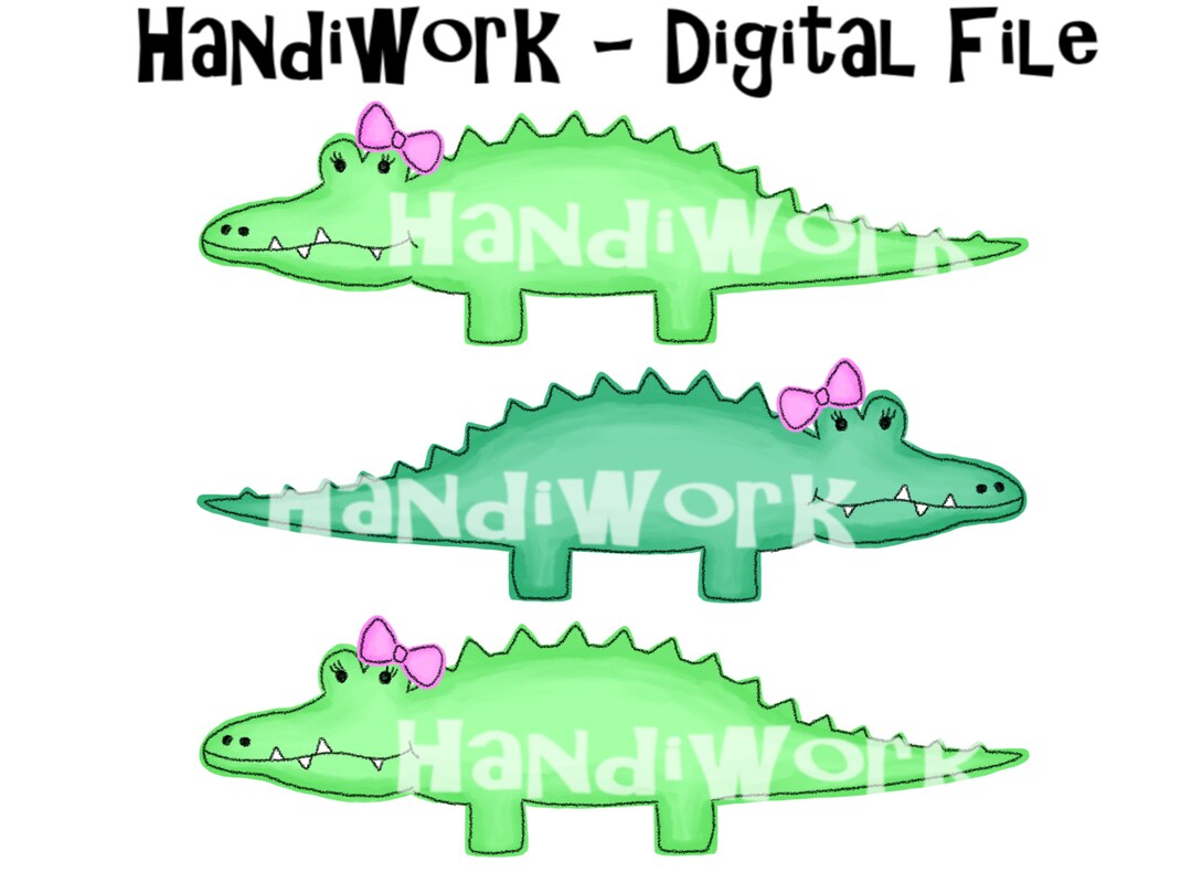 Watercolor Girl Alligator Trio Png Design Alligators With Pink Bows Watercolor Girl Alligator Trio Png Design Alligators With Pink Bows