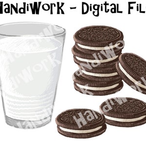 Cookies and milk png design, chocolate creamed filled cookie sublimation, milks favorite cookie png, cookie and milk clip art, cookie art