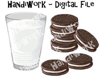 Cookies and milk png design, chocolate creamed filled cookie sublimation, milks favorite cookie png, cookie and milk clip art, cookie art