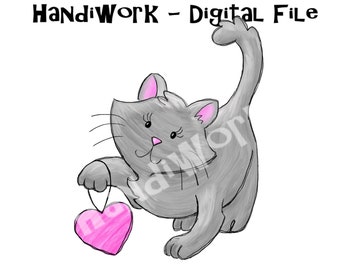 Archivo PNG de gatito de San Valentín, diseño de gato de gatito de corazón, diseño de sublimación de gato de San Valentín, imágenes prediseñadas de gatito de San Valentín, diseño de gato de niña de San Valentín