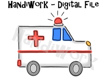 Simpatico design png ambulanza, semplice sublimazione ambulanza dipinta png, design ambulanza per bambini, design digitale camicia ambulanza, arte ambulanza