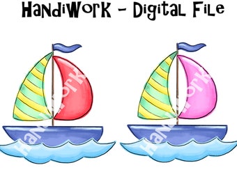 Watercolor Sailboat png design, cute sailboat sublimation design, colorful summer sailboat png design, kids sailboat shirt design png