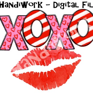 Xoxo kiss PNG File, watercolor kiss, xoxo Sublimation Design, Valentines kiss clip art, watercolor xoxo, hugs and kisses png, valentine kiss