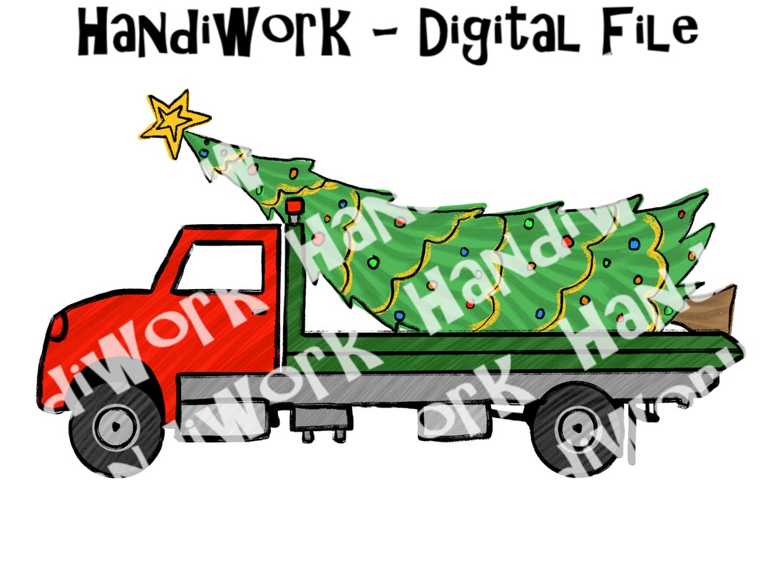 Flatbed Tow Truck With Christmas Tree Png Design (Instant Download) Etsy