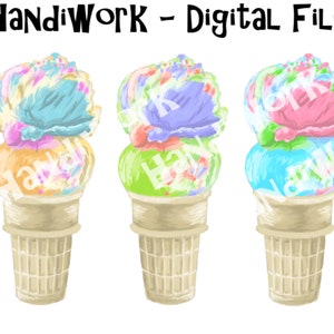 Colorful ice cream trio png design, ice cream cone sublimation trio, rainbow ice cream clip art, ice cream party shirt design, ice cream art
