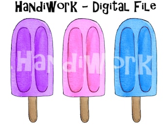 Popsicle Trio PNG Design, Watercolor popsicle design, girly Popsicle sublimation design, Popsicle clip art, summer Popsicle shirt design