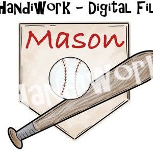 Baseball with Bat PNG File, Watercolor Baseball Design, Baseball with bat and home plate design, Baseball and Bat Sublimation Design