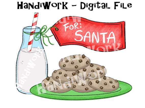 Cookies And Milk For Santa Png File Santa Milk And Cookies Etsy