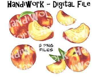 Realistic peach painted clip art, painted peaches art, digital peach fruit png art, peach sublimation, fruit clip art