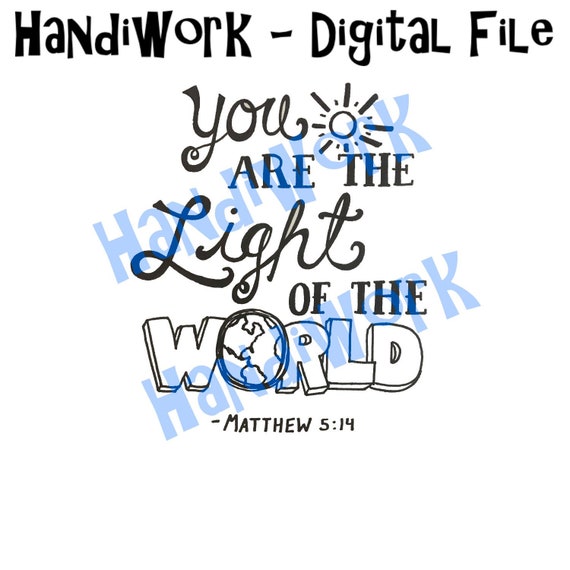 マタイ 5:14 昇華デザイン、手書きの聖書の一節、あなたは世の光です  