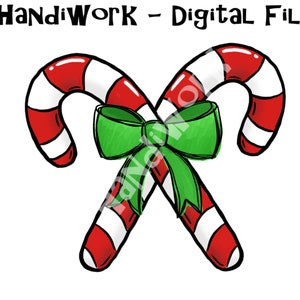 Candy cane PNG File, Watercolor Candy canes with bow, Candy cane Sublimation Design, candy canes with bow, Christmas candy clip art
