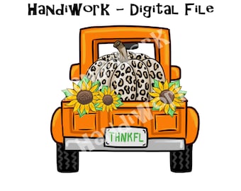 Truck with Cheetah Pumpkin PNG File, Fall Truck, Cheetah Pumpkin and sunflowers, Girl fall Sublimation Design, Halloween cheetah pumpkin png