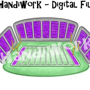 Watercolor football field with purple fans and end zone png file, purple football field sublimation, painted football field png file