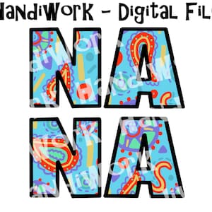 Paisley printed nana design, big nana word design png, blue and red colorful nana shirt design, rainbow nana png, Mother’s Day sublimation