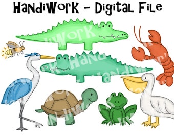 Cute swamp animal png designs, Louisiana animal clip art, swamp animal clip art, childrens swamp animal digital images, cartoon marsh animal