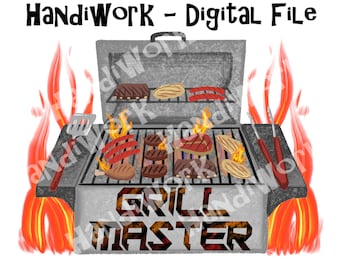 Grill master geschilderd png ontwerp, grill master sublimatie ontwerp, aquarel grill met eten png, Vaderdag grill shirt ontwerp, grill art