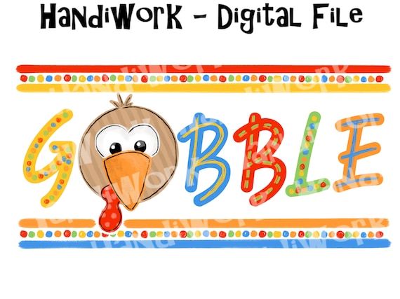 Gobble colorful turkey design png, gobble kids turkey sublimation, cute boy gobble turkey digital design, kids thanksgiving shirt png