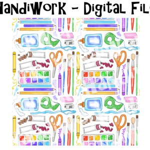 Kunst und Handwerk nahtlose digitales Papier Design, Kunst und Handwerk Clip Art Papier, Kunstschulpapier, Kunstpapier Sublimation, Farben und Pinsel Papier