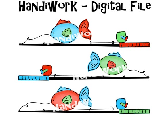 cute fishing pole Cute fishing pole and fish trio png design, watercolor fishing trio  sublimation, red green and blue painted fish, kids fishing shirt png