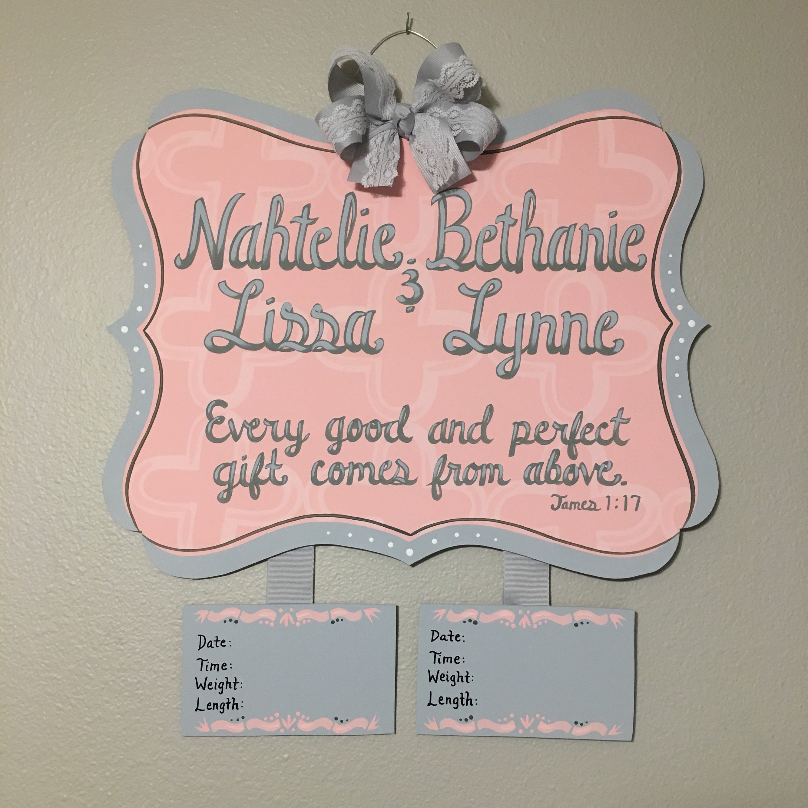 Twin Girl Hospital Door Hanger Twin Girl Nursery Sign Twin Etsy