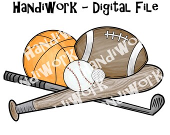 Baseball, basketball, football, and golf PNG File, Watercolor Sports Balls Design, Sports Balls design, Sports balls Sublimation Design